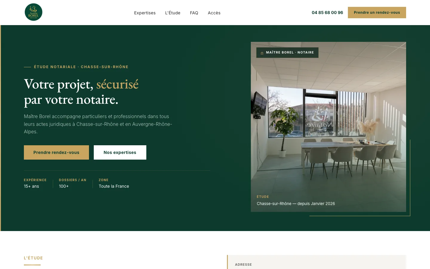 Capture d’écran de la page d’accueil du site Maître Borel