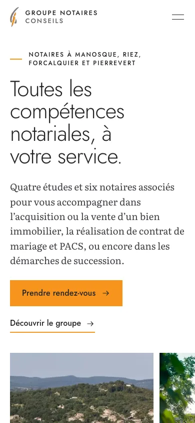 Le site Groupe Notaires Conseils sur téléphone