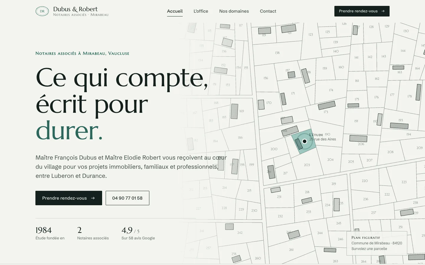 Capture d’écran de la page d’accueil du site Dubus & Robert